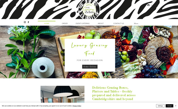 The Grazing Zebra: Website designed from scratch - branding done by clients own designer. Linked to domain, mobile optimisation and Google settings completed.