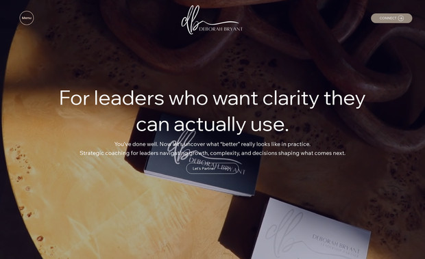 Deborah Bryant Leadership Coach: A leadership coach website loaded with psychological design elements to ease viewer experience, increase trust and inspire motivation. 