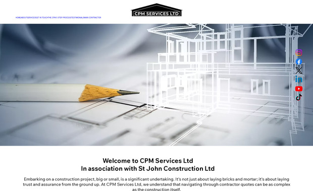 CPM  SERVICES: A WiX Studio project for a building project auditor. Project included logo design, full branding & website design for a completely new company