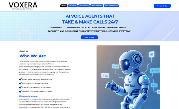 Voxera: I designed and developed this website from scratch on Wix. I structured the full layout, created clear content sections, and presented the AI voice automation services in a clean and professional way. I focused on explaining the product flow, benefits, and use cases clearly for visitors. The site is fully responsive and optimized for a modern SaaS audience.