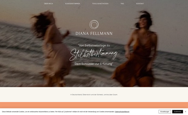 Diana Fellmann: dianafellmann.com ist eine moderne und einladende Website, die die Dienstleistungen von Diana Fellmann im Bereich Energetik und persönlicher Weiterentwicklung präsentiert. 

Der Webauftritt zeichnet sich durch ein klares und harmonisches Design aus, das durch eine beruhigende Farbpalette und hochwertige Bilder eine vertrauensvolle Atmosphäre schafft.

Die intuitive Navigation ermöglicht es Besuchern, sich mühelos über die angebotenen Sessions, Methoden und Hintergrundinformationen zu informieren.

Besonderes Augenmerk wurde auf die Benutzerfreundlichkeit gelegt, sodass Interessierte leicht Kontakt aufnehmen oder eine Sitzung buchen können.

Die Website spiegelt Dianas Professionalität und Hingabe wider und bietet einen umfassenden Überblick über ihre Arbeit im Bereich der Energetik.

Wir haben die Website mit dem Ziel entwickelt, eine ansprechende und informative Plattform zu schaffen, die den Besuchern einen klaren Einblick in Dianas Angebote ermöglicht und gleichzeitig ein Gefühl von Vertrauen und Wohlbefinden vermittelt.