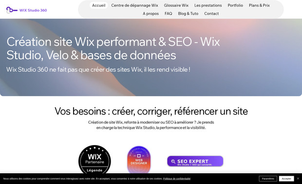 L'Expertise Web & SEO à 360° par Eric Fournier: Le site Wixstudio360.fr est la vitrine technologique de mon agence. Il a été conçu pour démontrer qu'un site Wix Studio peut être à la fois une prouesse esthétique et un outil de conversion massif, alliant design "pixel-perfect", performances SEO et automatisation avancée.

En tant que projet de référence, il intègre l'ensemble de mon savoir-faire technique :

Développement Avancé Velo & JavaScript : Le site utilise des scripts Velo personnalisés pour offrir une interactivité de haut niveau : filtres de recherche complexes, formulaires intelligents, intégrations d'API tierces et gestion de fonctions "Custom" pour dépasser les limites standards du web design.

Architecture CMS & Collections Dynamiques : La structure du site repose sur une gestion de données optimisée via les Collections Wix. Cela permet de piloter dynamiquement le portfolio, les fiches de prestations, les témoignages clients et le blog, garantissant une mise à jour fluide et une évolutivité totale de la plateforme.

SEO Technique & Performance : Le site est un cas d'école en matière de référencement. Chaque page est optimisée (balisage sémantique Hn, métadonnées, données structurées, maillage interne) pour dominer les résultats de recherche. L'accent a été mis sur le "Core Web Vitals" pour assurer une vitesse de chargement ultra-rapide et un responsive irréprochable.

Design UI/UX & Micro-interactions : Utilisation des grilles avancées de Wix Studio pour un design moderne et professionnel. L'expérience utilisateur est enrichie par des micro-interactions fluides qui guident le visiteur vers la conversion, tout en respectant une identité visuelle forte et rassurante.

Automatisation (Make.com) : Intégration de workflows automatisés reliant les formulaires au CRM et aux outils de suivi, démontrant ma capacité à transformer un simple site vitrine en un véritable outil de gestion d'entreprise automatisé.

Ce projet est la preuve par l'exemple qu'avec Wix Studio, la seule limite est l'imagination. Il combine design de haute qualité, programmation JavaScript et stratégie SEO pour offrir une visibilité maximale et une crédibilité absolue.

Expertises majeures démontrées :

Maîtrise totale de Wix Studio & Velo (JS)

Architecture de bases de données (CMS/Collections)

SEO de haut niveau (Audit & Implémentation)

Automatisations No-Code & Low-Code (Make, APIs)

Design UX/UI orienté performance et conversion B2B