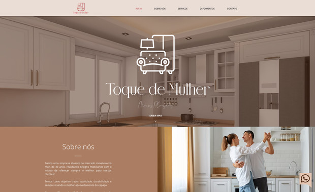Toque De Mulher: Desenvolvemos esse site completo. Realizamos o design do layout, alinhado à identidade visual da marca, criamos os textos (copywriting) de forma estratégica e implementamos técnicas de SEO para melhorar o desempenho nos motores de busca. Além disso, asseguramos a responsividade e uma navegação intuitiva. Fizemos também a conexão e compra do domínio bem como a escolha do melhor plano WIX.