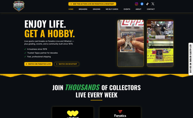 Sports Cards Website: We only needed to know the briefings of what the client wanted to accomplish, and links to his social media.  We did the rest!  We extracted images and videos, created text and content, and accomplisthed an a stunning site!