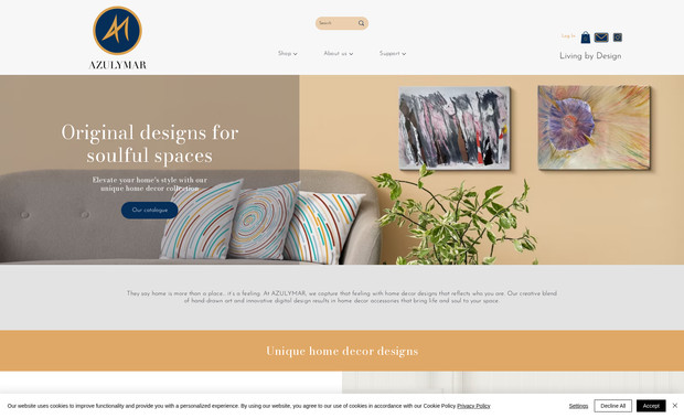 AzulyMar Designs: We delivered a comprehensive brand development solution, encompassing brand identity, custom Wix website design, and product design