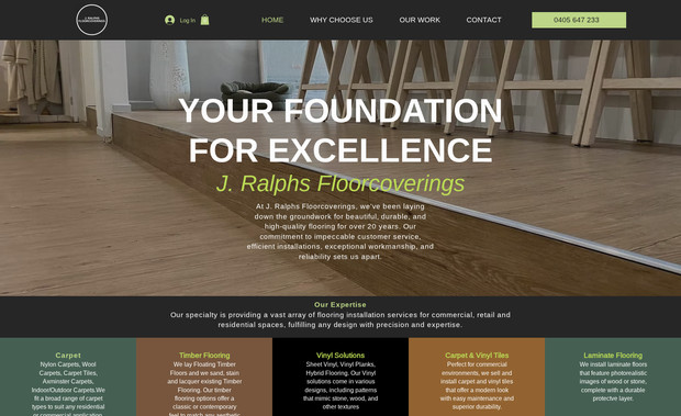 J. Ralph Floorcoverings: I designed and built the website to give this trusted local business a modern, professional online presence that reflects their decades of experience and quality service. The goal was simple: make it easy for customers to explore flooring options, get inspired, and reach out — all from a clean, easy-to-navigate platform.

From copywriting to image selection and back-end setup, I handled the full build to ensure a smooth launch and effortless day-to-day operation. The result is a practical, polished website that supports the business’s reputation and helps new customers find and choose them with confidence.
