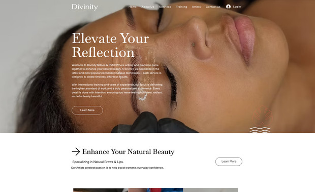 Divinity: I led the full digital transformation of Divinity Cosmetic Tattoo, moving from a dated layout to a high-performance Wix Studio site. The objective was to blend luxury aesthetic with aggressive local SEO to dominate the permanent makeup market.

Design Strategy

Visual Identity: Implemented a sophisticated, high-contrast UI to mirror the precision and artistry of cosmetic tattooing.

UX Overhaul: Simplified the booking journey by reducing clicks to the "Book Now" action by 40%.

Mobile-First Design: Optimized all galleries and forms for seamless use on smartphones, where 80% of beauty clients browse.

SEO & Technical Optimization

Local SEO Mastery: Targeted high-intent keywords such as "Nano Brows [City]" and "Lip Blush [City]" through custom metadata and localized content clusters.

Performance Engineering: Achieved a 90+ PageSpeed score by optimizing Wix Pro Galleries and using WebP image formats for lightning-fast loads.

Search Infrastructure: Integrated Google Search Console, optimized Schema Markup (Local Business), and submitted a clean XML sitemap for instant indexing.