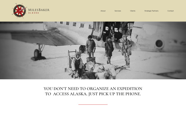 MilesBaker.com: Designed an entirely new site and designed logo and branding guide (colors/fonts) for the client as well as help source old photos from Alaska.