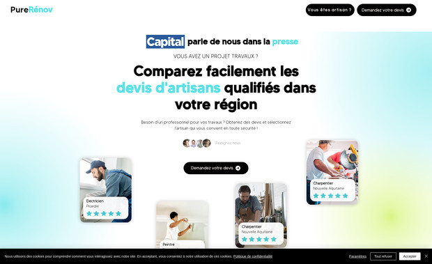 Pure Rénov: Site e-commerce courtier en travaux