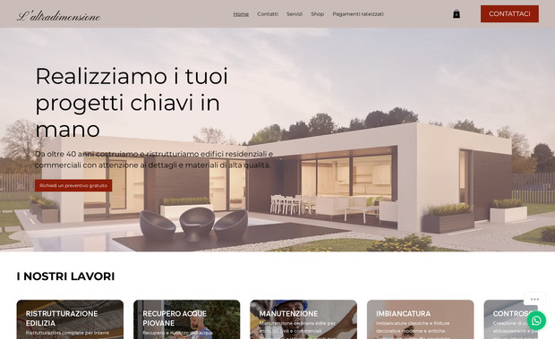 L'altra dimensione: Per L’Altra Dimensione abbiamo realizzato un nuovo sito da zero con Wix Studio, partendo dalla necessità di sostituire una vecchia versione mal strutturata e poco funzionale. Abbiamo eseguito la migrazione completa dal vecchio Wix Editor, con un restyling totale del layout, della struttura e dei contenuti.

Sono stati integrati nuovi servizi e attivati metodi di pagamento avanzati, come Klarna e PayPal, per permettere ai clienti di pagare a rate, una soluzione innovativa nel settore di riferimento. Abbiamo utilizzato Wix Bookings, Wix Store e Wix Payments per offrire una gestione completa e automatizzata di servizi, vendite e incassi online.

Inoltre, abbiamo formato direttamente il cliente, insegnandogli a creare e inviare preventivi professionali collegati al pagamento rateale, così da aiutarlo a generare nuovi contratti e ampliare il business.

Ci siamo occupati anche della parte burocratica per il rimborso del vecchio pacchetto e l’attivazione del nuovo piano Wix Studio, seguendo l’intero processo in autonomia.