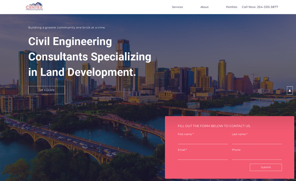 Centex: Civil Engineering One Page Website