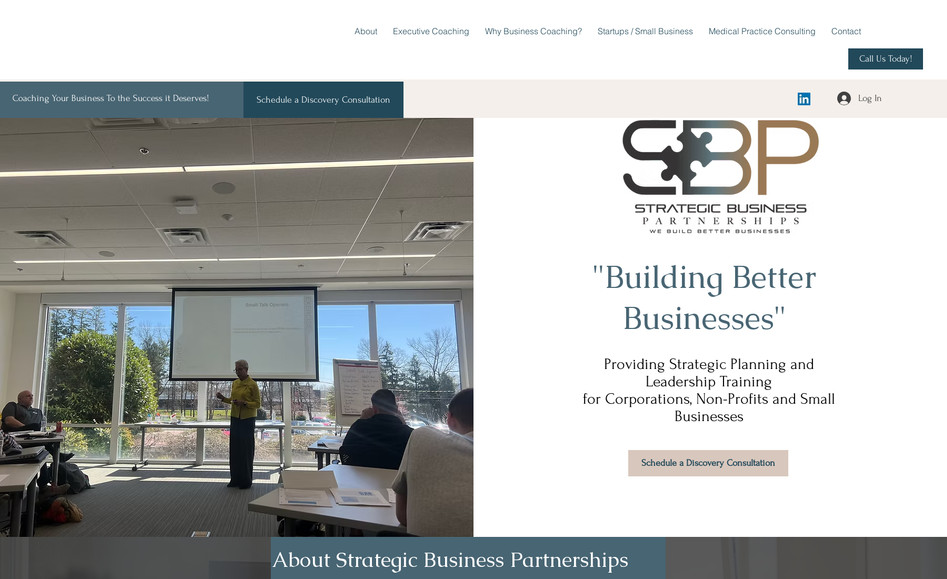 SB Partnerships: Built a consulting website for a local business owner.