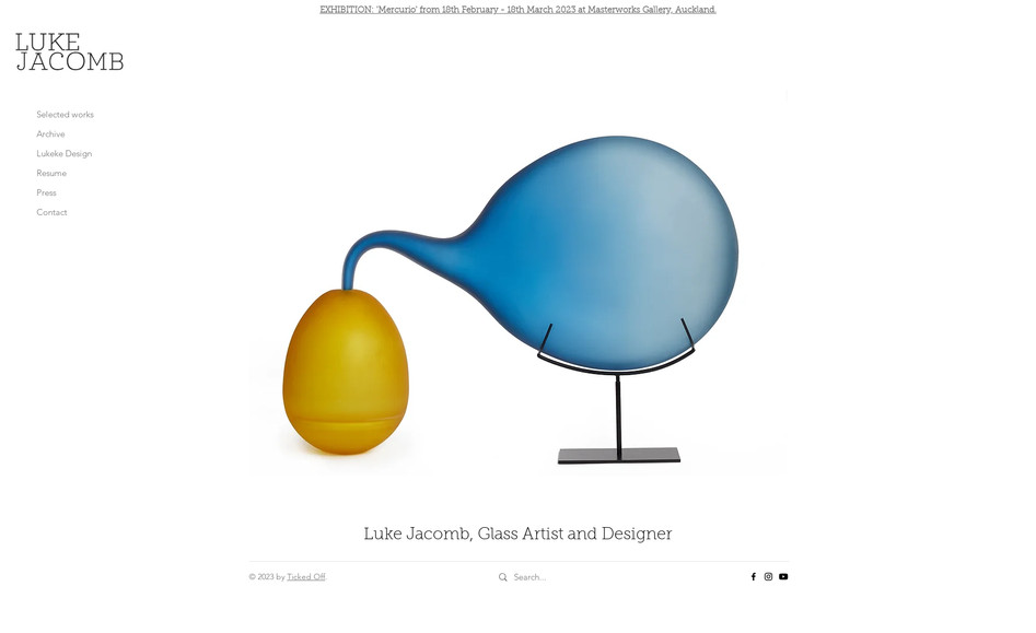 Luke Jacomb: Artist Luke Jacomb wanted a portfolio website that showcases his amazing glass art.