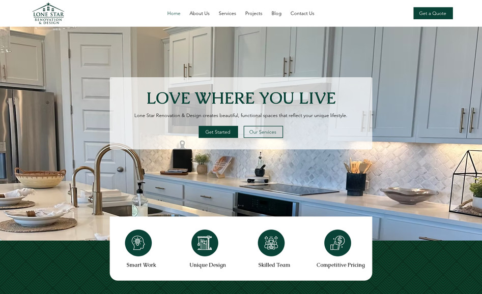 Lone Star Renovatio: This is my client, Julia Diaz, for whom I resolved the responsive issues across various screen sizes.