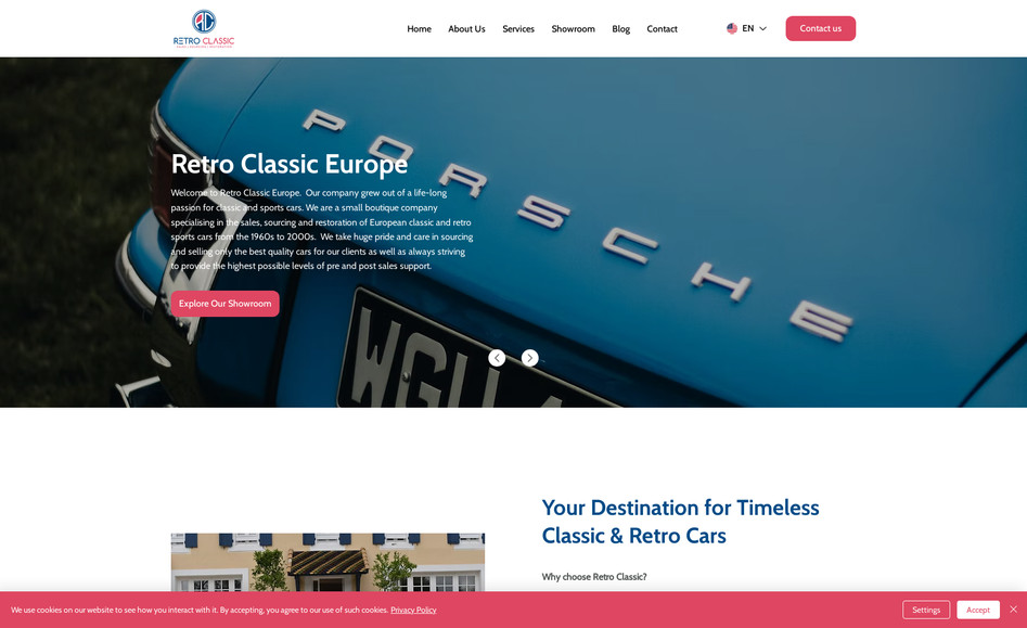 Retro Classic: Created a custom website for a vehicle-selling company called Retro Classic. The is created using CMS and Velo. It was designed by me on Figma and created it on Wix Studio.