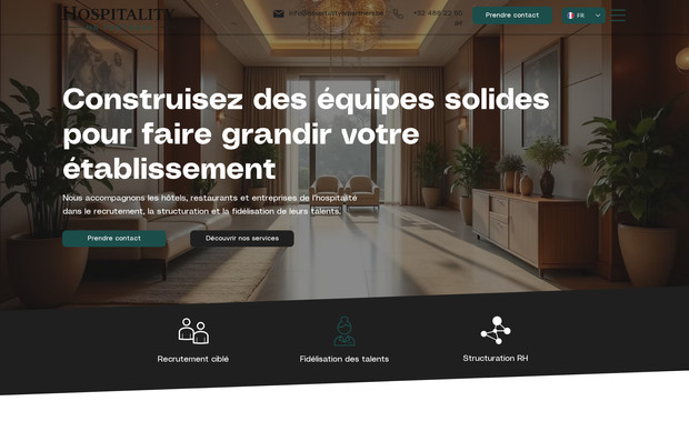 Hospitality HR: ür Hospitality HR haben wir das gesamte Website Projekt vollständig umgesetzt. Von der Konzeption über das Design bis zur technischen Umsetzung wurde die Website komplett durch uns entwickelt.

Unser Leistungsumfang umfasste:

Strategische Konzeption und Strukturierung der Website
Individuelles Design passend zur Hospitality und HR Branche
Klare Nutzerführung mit Fokus auf Unternehmensdarstellung und Anfragen
Strukturierte Darstellung der Dienstleistungen im Bereich Personal und Hospitality Beratung
Integration von Kontakt und Anfrageformular
Responsive Optimierung für Desktop, Tablet und Smartphone
Grundlegende Suchmaschinenoptimierung
Technische Einrichtung und Veröffentlichung

Ziel war es, eine moderne und professionelle Website zu entwickeln, die die Dienstleistungen klar kommuniziert und Vertrauen bei Unternehmen und Partnern aufbaut.

For Hospitality HR, we handled the entire website project from start to finish. From concept development to design and full technical implementation, the website was completely created by our team.

Our scope of work included:

Strategic website concept and structural planning
Custom design tailored to the hospitality and HR industry
Clear user journey focused on company presentation and inquiries
Structured presentation of services related to HR and hospitality consulting
Integration of contact and inquiry forms
Responsive optimization for desktop, tablet, and mobile devices
Basic search engine optimization setup
Technical configuration and final deployment

The goal was to create a modern and professional website that clearly communicates the services while building trust with companies and partners.