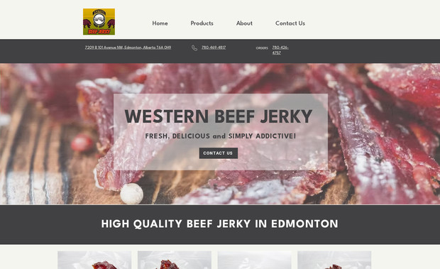 Western Beef Jerky: Alberta Media built a simple, clean website with a content-rich home page and a dedicated products page for deeper details. Added a fun, engaging touch with cow videos and playful elements to showcase their brand personality while keeping navigation easy.