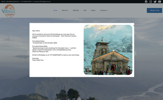 Vishal Tours: Website Redesign 
