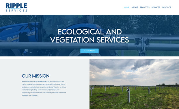 Ripple Services: The Challenge:
Ripple Services needed to establish a professional and trustworthy presence for their new venture. This required developing a comprehensive brand identity that would resonate with their target audience, alongside building a user-friendly and effective website to launch their services and attract clients online. The goal was to create a cohesive digital ecosystem from scratch.

Our Approach & Solution:
We partnered with Ripple Services for a full-suite solution, beginning with foundational brand strategy and culminating in a fully functional website.

Strategic Brand Identity & Logo Design: We started with an in-depth discovery process to understand Ripple Services' mission, values, and unique market position.

Based on these insights, we developed a distinct brand identity, including a memorable logo that visually communicates their core offerings and desired brand perception.

A cohesive color palette and typography system were established to ensure consistency across all brand touchpoints.

Wix Editor Website Design & Development: Leveraging the intuitive and powerful Wix Editor, we designed and developed a professional website tailored to Ripple Services' needs.

The site was structured for clear navigation and optimal user experience, making it easy for visitors to learn about their services, understand their value, and make contact.

Every page was meticulously designed to integrate the new brand identity, ensuring a seamless and cohesive look and feel throughout the site.

Core Functionality & Launch Readiness: The website was built with essential features, including service pages, contact forms, and clear calls to action, designed to convert visitors into leads.

The Result:
Ripple Services now boasts a professional and cohesive brand identity paired with a modern, user-friendly Wix Editor website. This comprehensive digital presence provides a clear platform for client engagement, effectively communicates their service offerings, and supports their growth objectives with a strong foundation for future success.