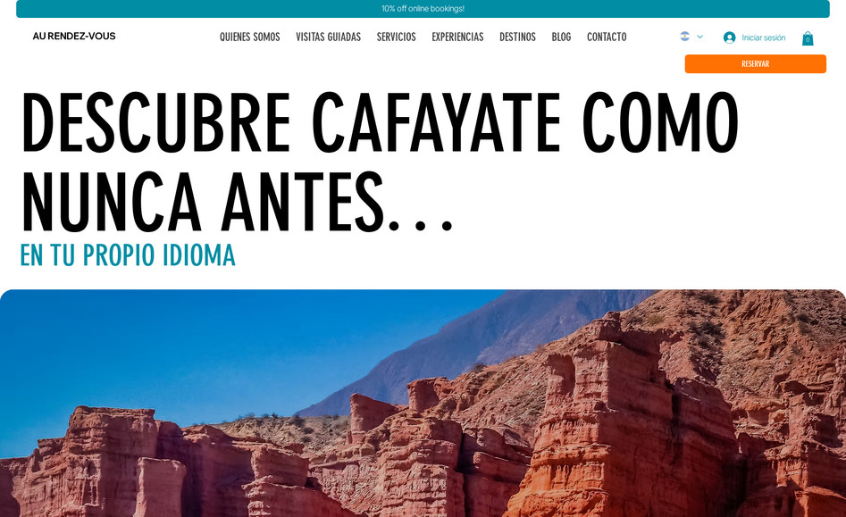 Au Rendez-vous: El desarrollo del sitio web de Au Rendez-vous Cafayate consistió en la creación de una página multisección orientada a promover experiencias turísticas personalizadas en Cafayate, Salta, con enfoque en el público francoparlante.