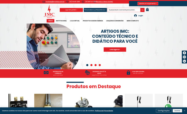IMC Resistências: Loja Virtual realizada para a indústria de resistências elétricas em MG.