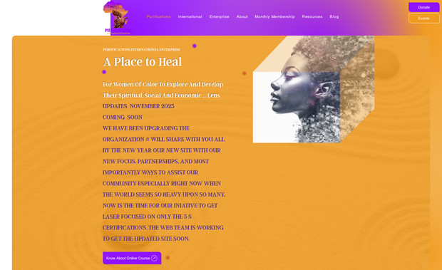 Pie Purifications : US Based Client Website for Bipoc Women Courses