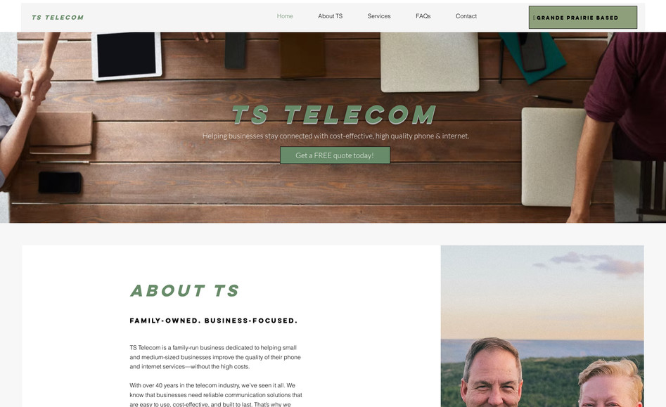 TS Telecom: Created website from scratch.