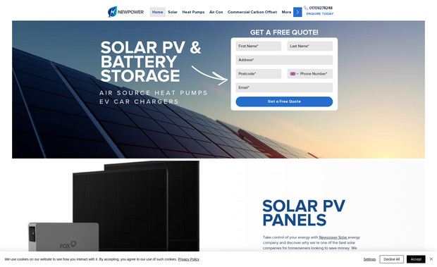 Newpower Renewables: Logo & Brand Development | Full Scale Custom Web Build | On Page SEO | SEO Locational Page Database | Dynamic Pages