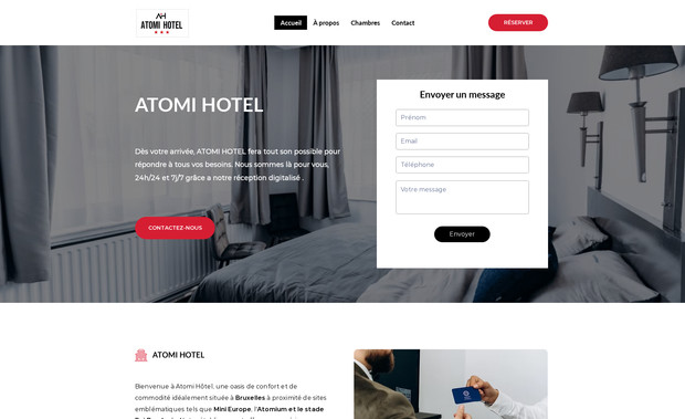 Atomi Hotel: ATOMI HOTEL est un site web de réservation de chambres d'hôtel et de commodité idéalement située à Bruxelles à proximité de sites emblématiques tels que Mini Europe, l'Atomium et le stade Roi Baudouin.