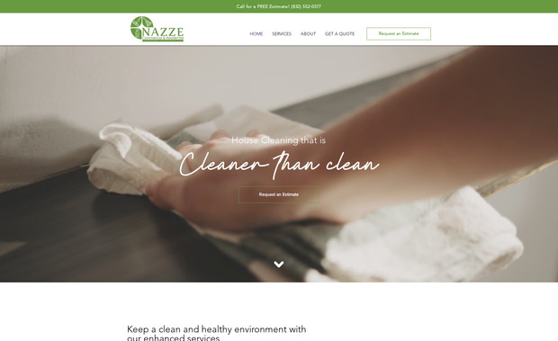 Nazze: Website redesign and brand identity for Nazze Commercial and Residential Cleaning.
A company providing all types of cleaning services for various areas along the US.