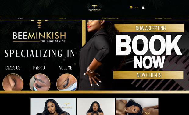 Bee Minkish: Website design for a lash extension that allows customers to book appointments and buy products.

