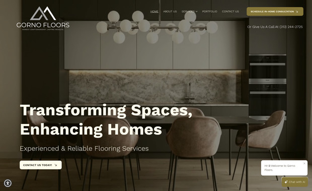 Gorno Floors: Wix Studio responsive website design. We also provide them with SEO and Google Ads management on a monthly basis.