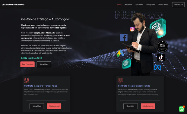 Mindvertising: O nosso próprio site, afinal é com muito orgulho que construímos algo profissional para comunicar e impactar os nossos clientes.