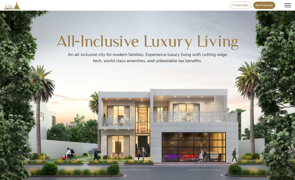 Zim Cyber City: A luxury real estate development with property listing functionality, property search & filtering, interactive tour map and more. Designed for high quality lead generation.