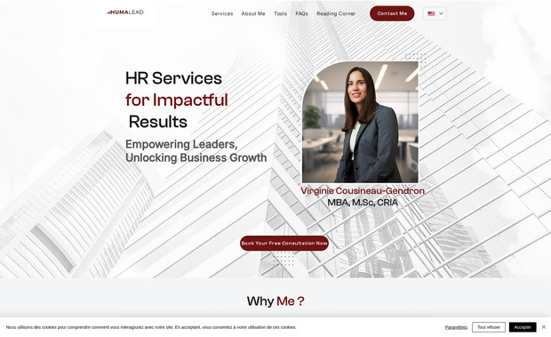 Coach Vi: This is my client Virgine's website. She is a coach offering her services online. I designed the site on Figma first and then developed it on Wix, adding animations to enhance the user experience.