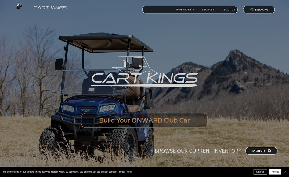 Cart Kings: Made this website twice. Once on the classic editor and then remade it a few years later on WiX Studio for fully responsive capabilities. Lots of CMS info on here so the company and add and take away inventory easily.