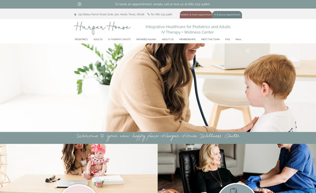 Harper House: Website design for a pediatrician and IV infusion services. 