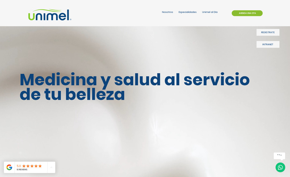 UNIMEL CARE: Pagina web corporativa para centro de medicina estetica
