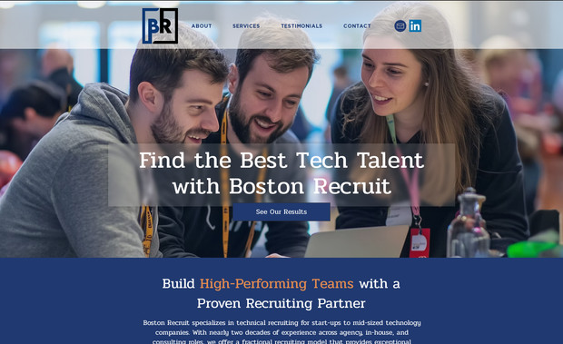Boston Recruit: One page website design for local recruiting firm.