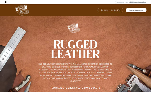 Ruggedleather: Designed the project on Figma first and than bring to life via wix studio