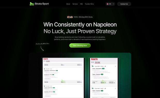 Strata Sport: I designed the full Strata Sport website in Figma, creating a modern, dark-themed interface focused on clarity, trust, and conversion. The design was then fully developed in Wix Studio, ensuring smooth responsiveness, clean animations, and a streamlined user journey.
The site showcases the brand’s credibility through strong storytelling, structured service sections, strategic copywriting, and clear membership pathways helping bettors understand the value of disciplined strategy and guiding them toward subscription sign-ups.