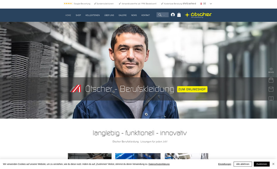 Ötscher Online Shop: Job Seiten und personalisierte Shops