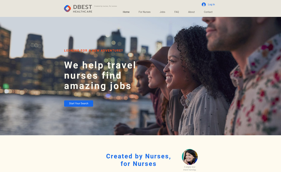 Dbest Healthcare: An advanced national recruiting website for traveling nurses. Includes presentation of a detailed set of services, online application, review of open positions, and attributes of potential destinations.