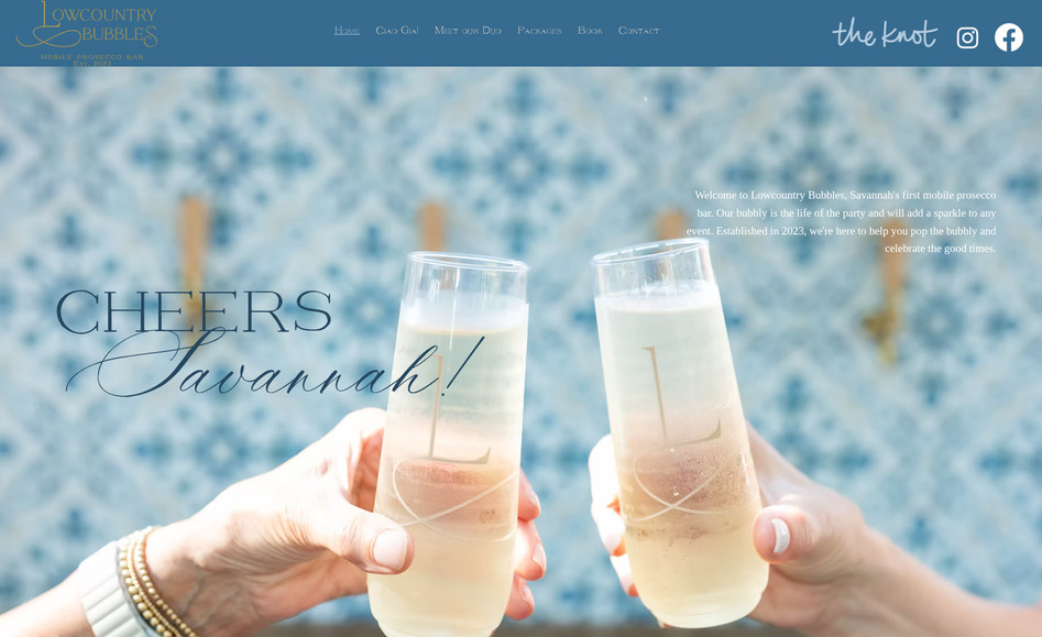 Lowcountry Bubbles: Logo + Brand Identity, Wix Standard Website Design+ HoneyBook Integration