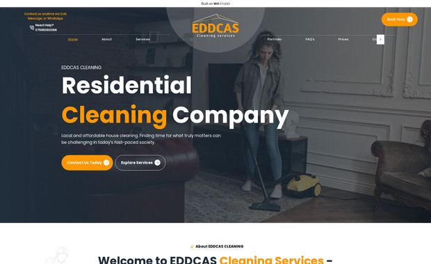 EDDCAS Cleaning Services: Created a beautiful and mobile-responsive website for a UK-based cleaning company from scratch.