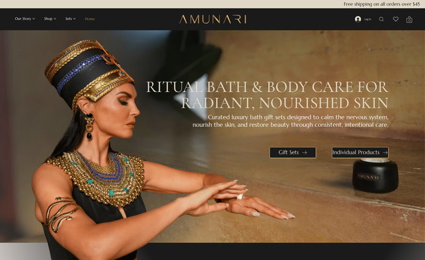 Amunari Beauty: Full Ecommerce Brand Creation, Web Design, and Marketing Strategy. 