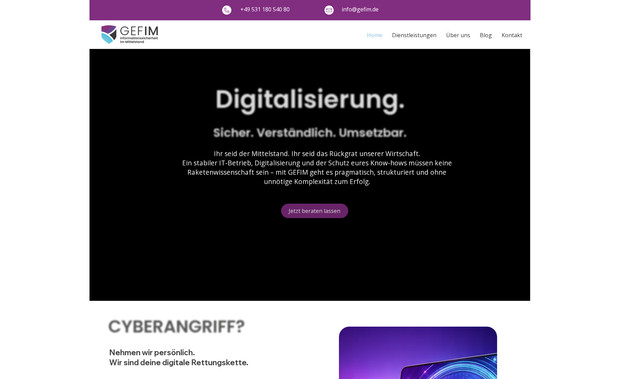 GEFIM: Modernes Webdesigner, völlig responsiv, mit Blog, Newsletter und Kontaktformular